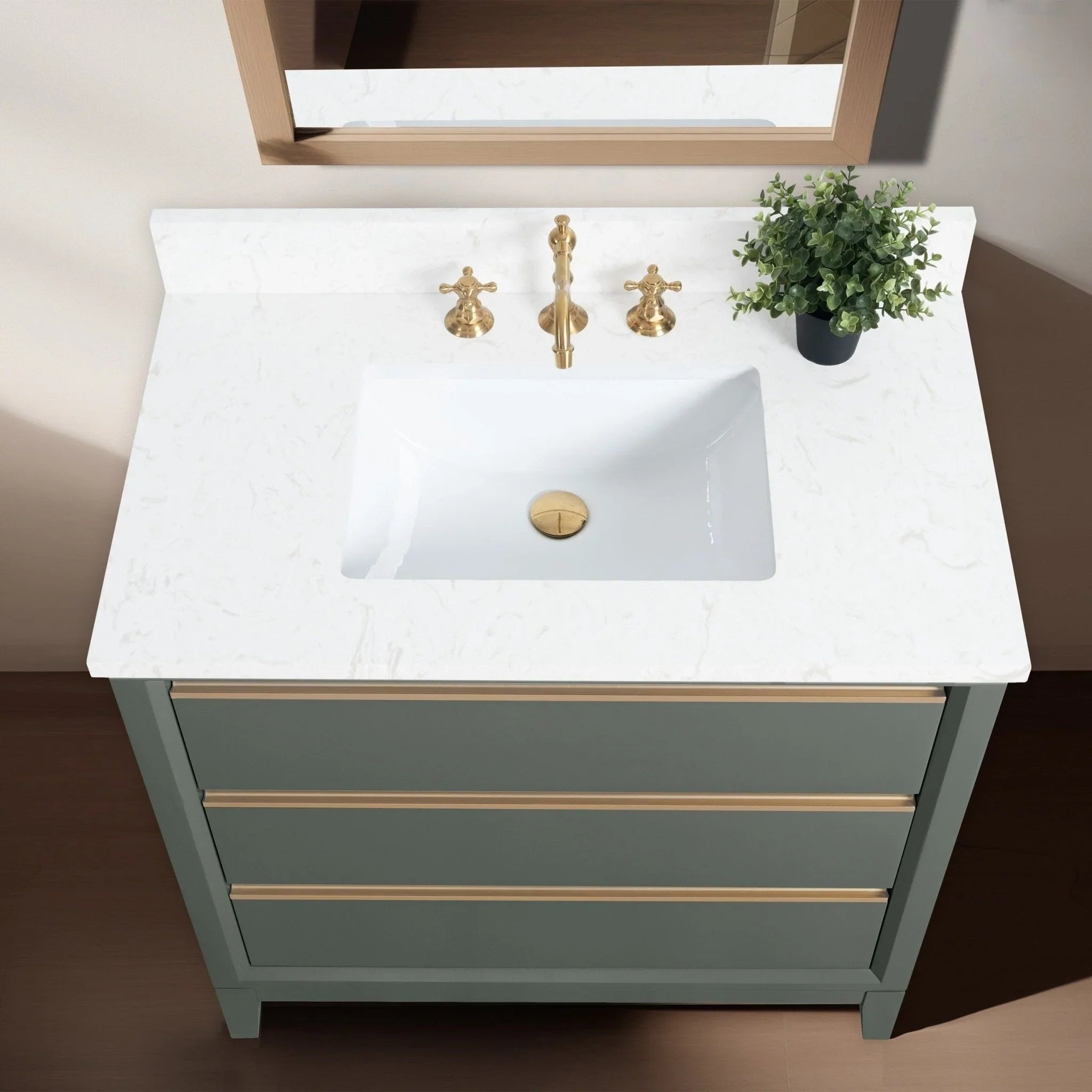 Meuble-lavabo Vanity Art avec évier en céramique et dessus en marbre reconstitué