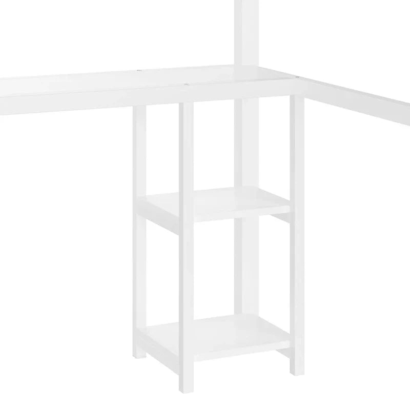 Lit mezzanine queen - Armoire et bureau intégrés, Cadre métallique avec étagères