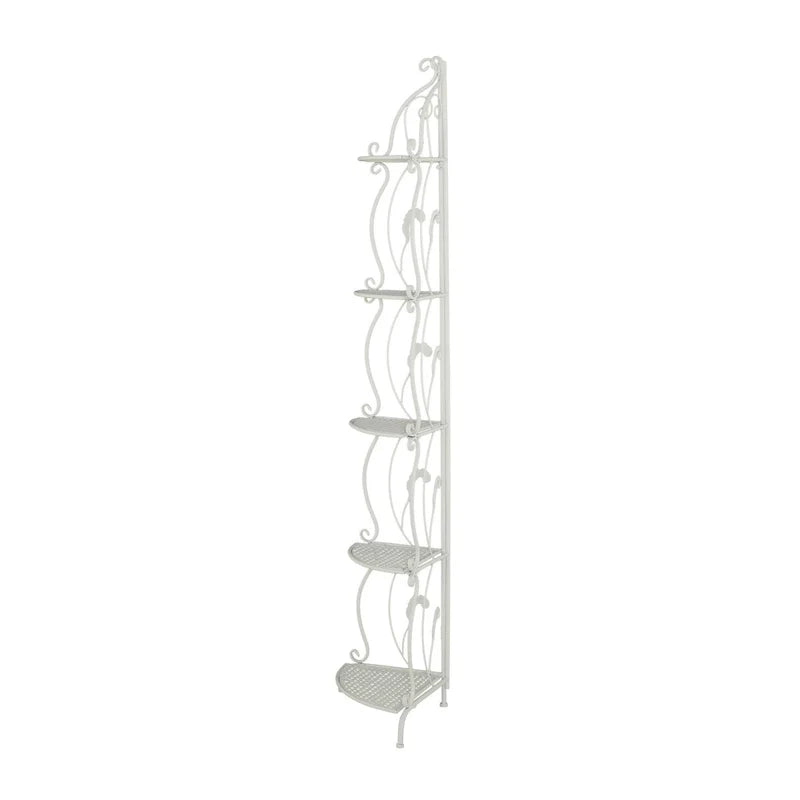 Étagère de Boulanger Pliable Haute à 5 Niveaux en Métal Décoratif pour Intérieur/Extérieur - Or ou Blanc - Roche River Decor