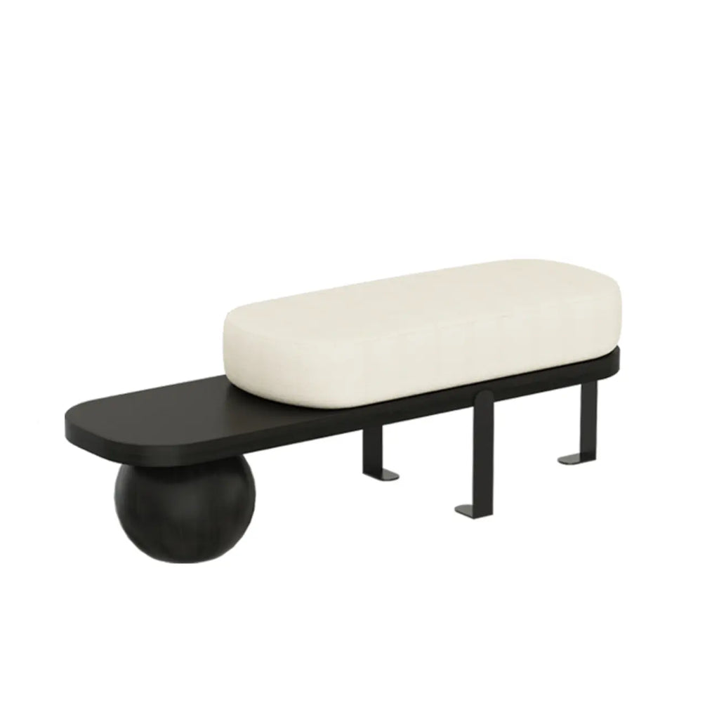 Banc court rembourré en bois beige moderne