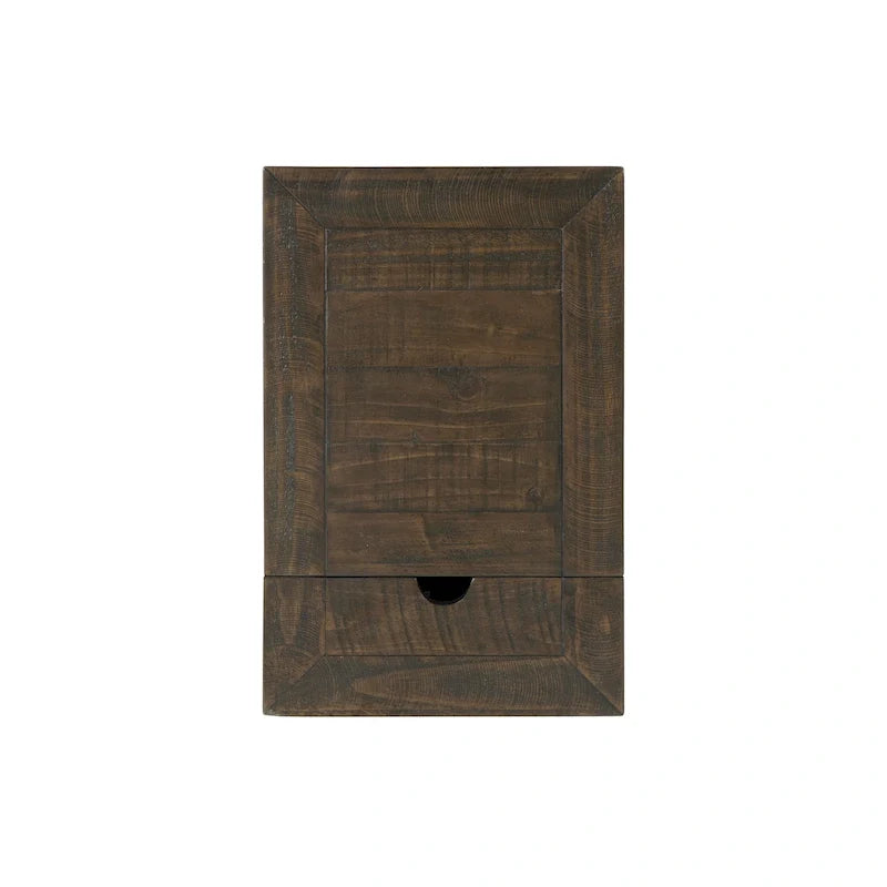 Table d'appoint de chevet Monterey en bois massif avec prises de courant cachées