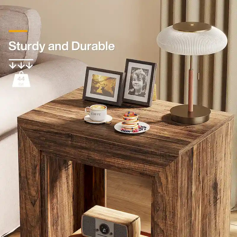 Table d'appoint en bois avec rangement, tables de chevet en noyer pour salon, chambre à coucher