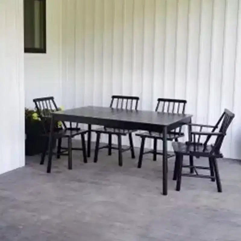 Chaise sans accoudoirs en bois dur indonésien, style ferme, capacité de 113 kg, intérieur et extérieur, noire