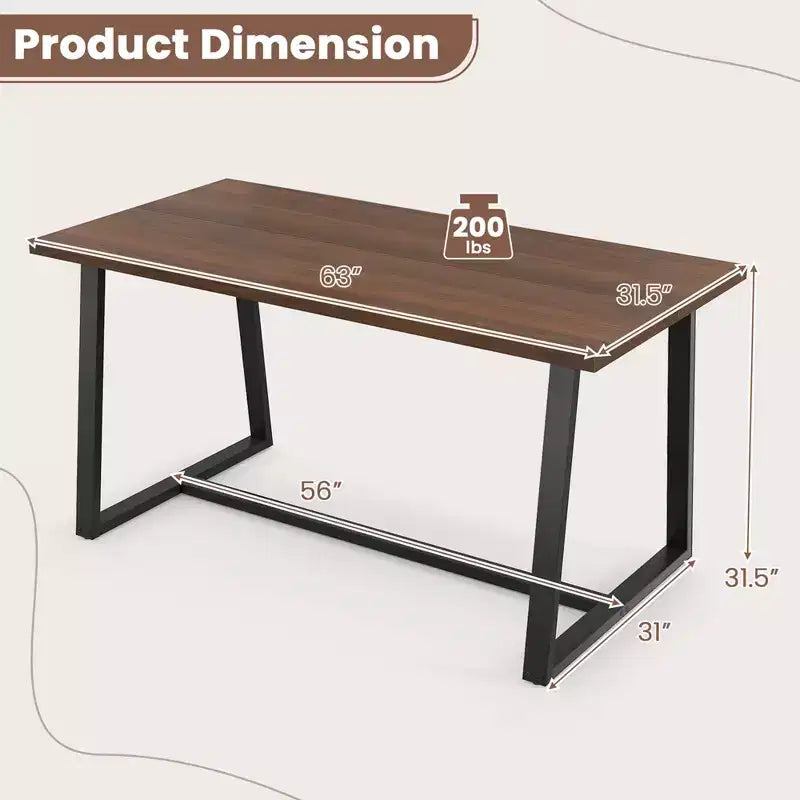 Table à manger moderne de 160 cm pour 4-6 personnes, cadre en métal robuste, finition noire ou café