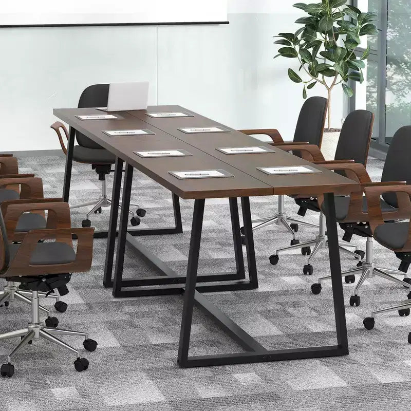 Table à manger moderne de 160 cm pour 4-6 personnes, cadre en métal robuste, finition noire ou café