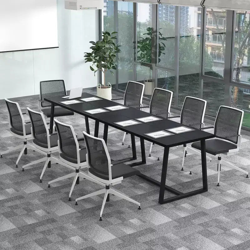 Table à manger moderne de 160 cm pour 4-6 personnes, cadre en métal robuste, finition noire ou café