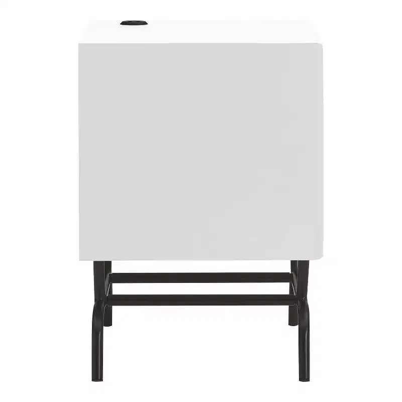 Table d'appoint moderne avec ports USB, 1 tiroir et étagère ouverte, noir et vert, 45,7 cm L
