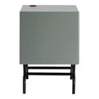Table d'appoint moderne avec ports USB, 1 tiroir et étagère ouverte, noir et vert, 45,7 cm L