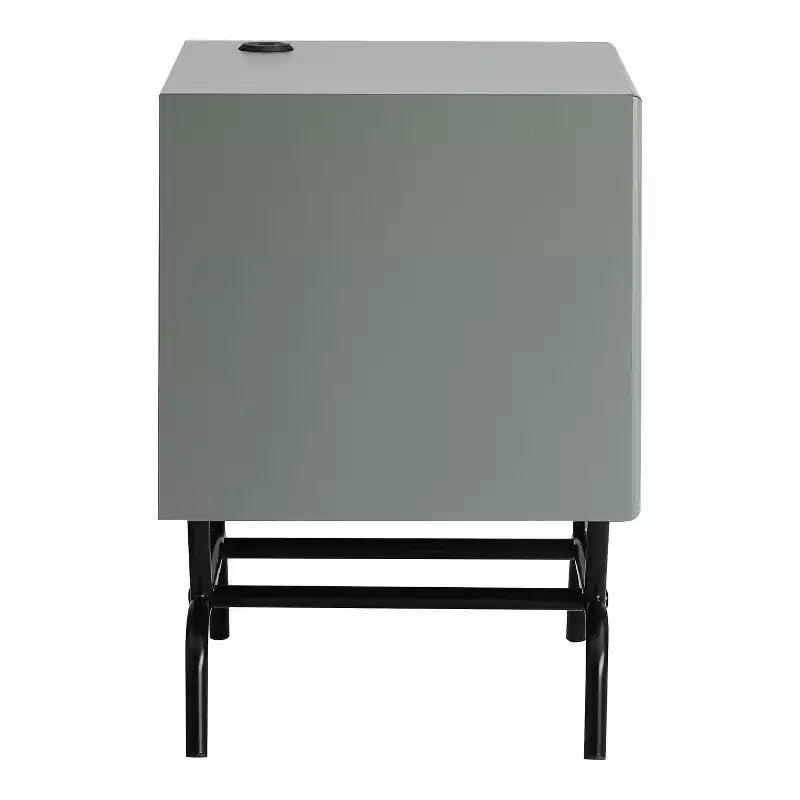 Table d'appoint moderne avec ports USB, 1 tiroir et étagère ouverte, noir et vert, 45,7 cm L