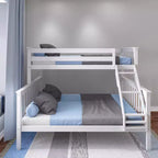 Lit superposé en bois massif deux places XL sur grand lit pour enfants, capacité de 180 kg, se sépare en 2 lits
