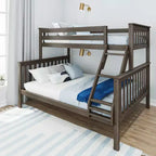 Lit superposé en bois massif deux places XL sur grand lit pour enfants, capacité de 180 kg, se sépare en 2 lits