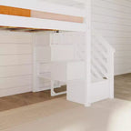 Lit mezzanine jumeau pour enfants avec toboggan et escalier, bois massif, garde-corps de 35,5 cm, capacité de 181 kg