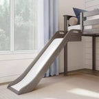 Lit mezzanine jumeau pour enfants avec toboggan et escalier, bois massif, garde-corps de 35,5 cm, capacité de 181 kg