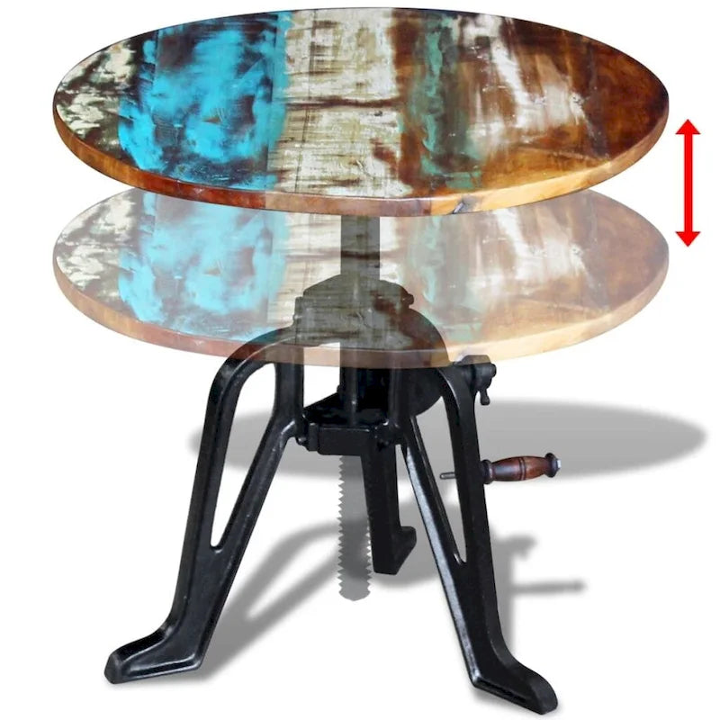 vidaXL Table d'appoint Table basse ronde Bout de canapé Bois massif et fonte