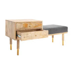 Banc de rangement 2 tiroirs avec coussin, blanc cassé, entrée et chambre à coucher