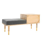 Banc de rangement 2 tiroirs avec coussin, blanc cassé, entrée et chambre à coucher