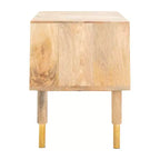 Banc de rangement 2 tiroirs avec coussin, blanc cassé, entrée et chambre à coucher