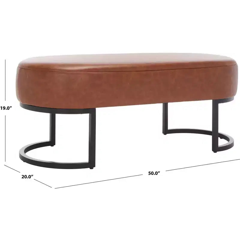 Banc ovale, assise en cuir PU gris, siège d'appoint élégant - BCH6403