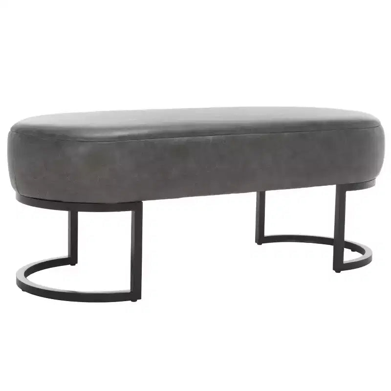 Banc ovale, assise en cuir PU gris, siège d'appoint élégant - BCH6403