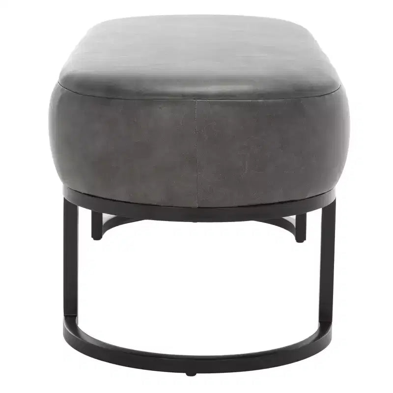 Banc ovale, assise en cuir PU gris, siège d'appoint élégant - BCH6403