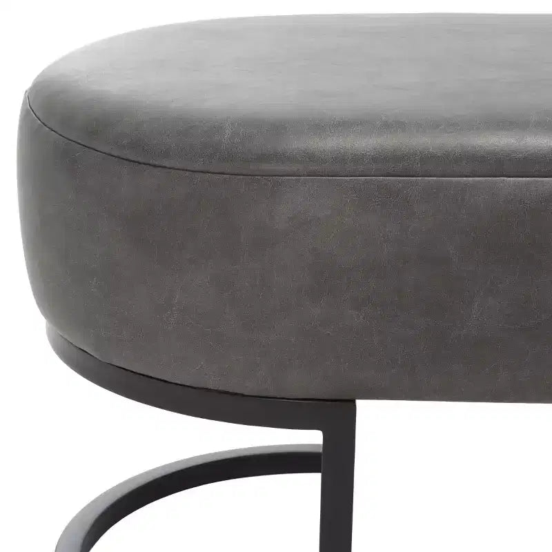 Banc ovale, assise en cuir PU gris, siège d'appoint élégant - BCH6403