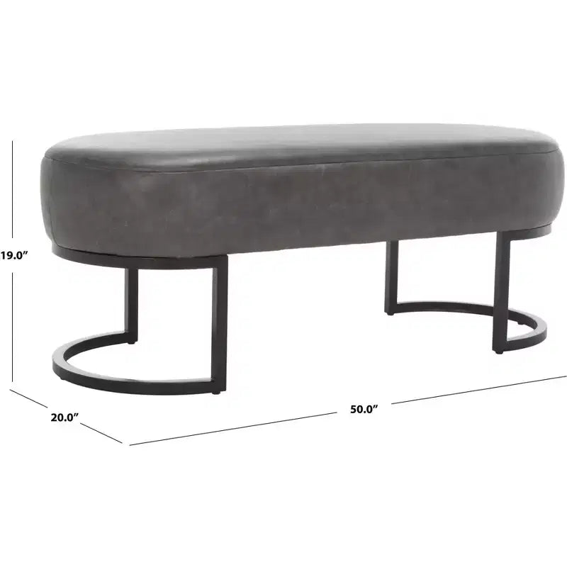 Banc ovale, assise en cuir PU gris, siège d'appoint élégant - BCH6403