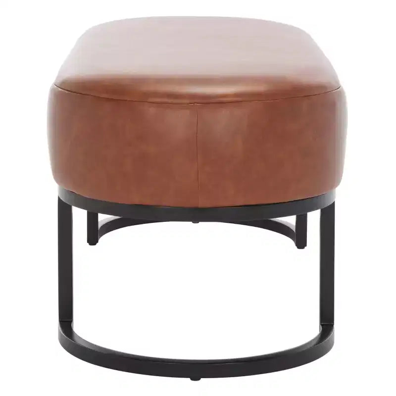 Banc ovale, assise en cuir PU gris, siège d'appoint élégant - BCH6403