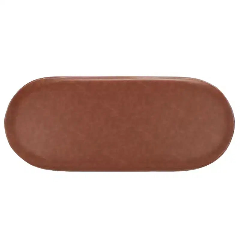 Banc ovale, assise en cuir PU gris, siège d'appoint élégant - BCH6403