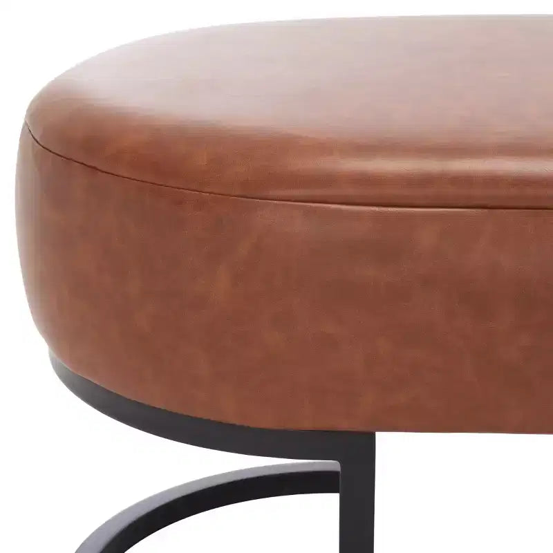 Banc ovale, assise en cuir PU gris, siège d'appoint élégant - BCH6403