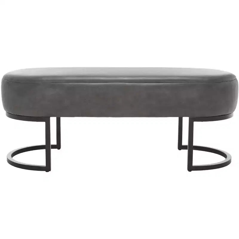 Banc ovale, assise en cuir PU gris, siège d'appoint élégant - BCH6403