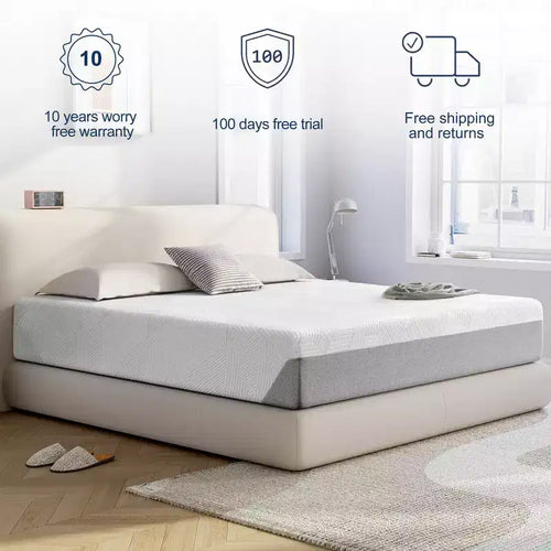 Matelas en mousse à mémoire de forme 10 pouces, rafraîchissant et anti-pression, compatible avec tous les cadres de lit