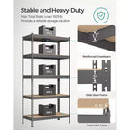 Étagères de rangement à 5 niveaux, étagère métallique robuste, capacité de 80 kg, pour salon, bureau, garage