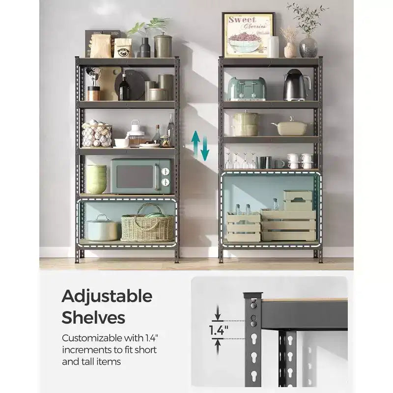 Étagères de rangement à 5 niveaux, étagère métallique robuste, capacité de 80 kg, pour salon, bureau, garage