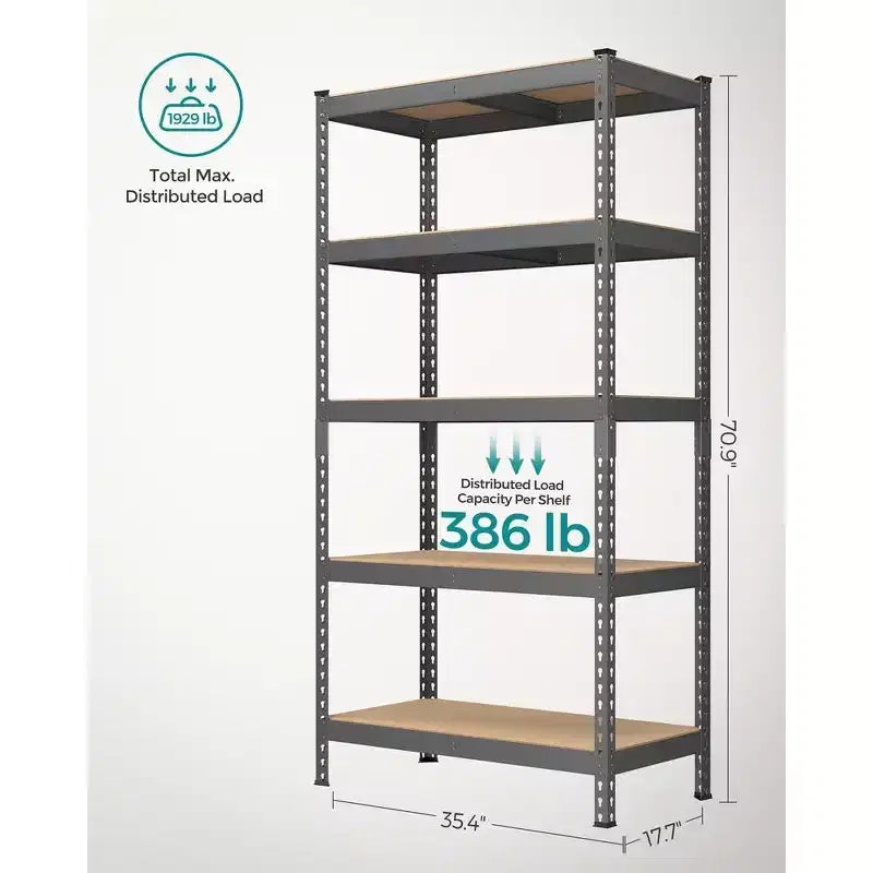 Étagères de rangement à 5 niveaux, étagère métallique robuste, capacité de 80 kg, pour salon, bureau, garage