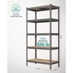 Étagères de rangement à 5 niveaux, étagère métallique robuste, capacité de 80 kg, pour salon, bureau, garage