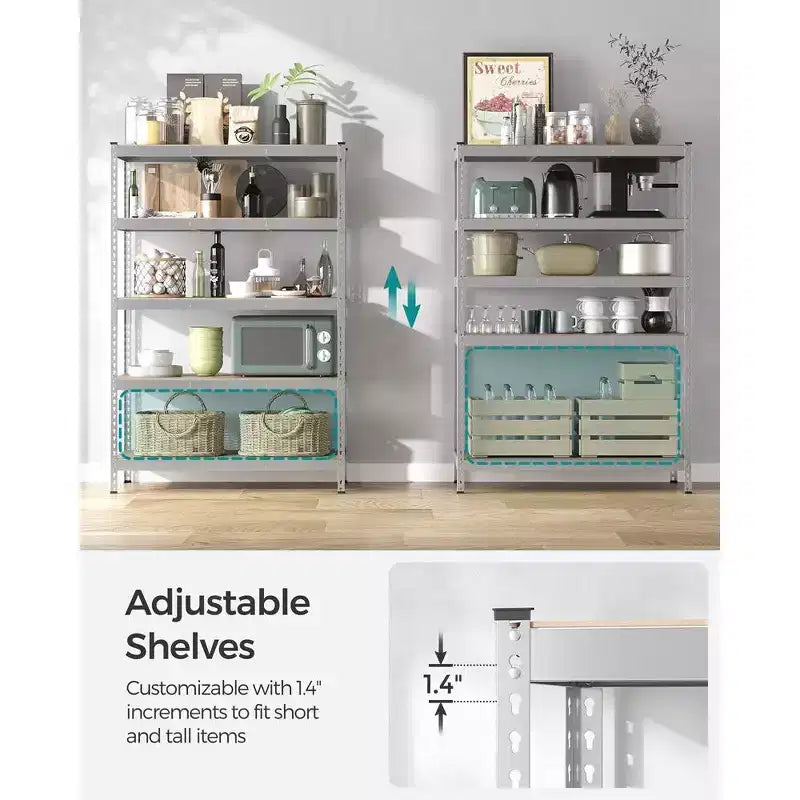 Étagères de rangement à 5 niveaux, étagère métallique robuste, capacité de 80 kg, pour salon, bureau, garage