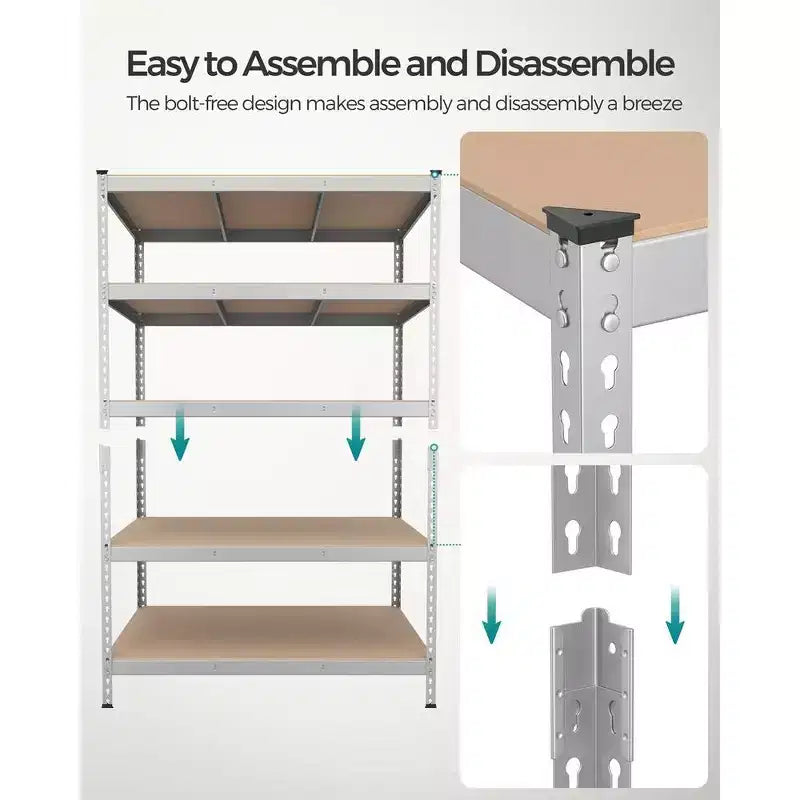 Étagères de rangement à 5 niveaux, étagère métallique robuste, capacité de 80 kg, pour salon, bureau, garage