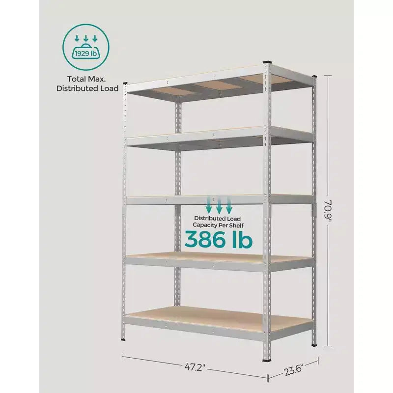 Étagères de rangement à 5 niveaux, étagère métallique robuste, capacité de 80 kg, pour salon, bureau, garage