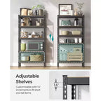 Étagères de rangement à 5 niveaux, étagère métallique robuste, capacité de 80 kg, pour salon, bureau, garage