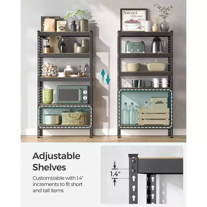 Étagères de rangement à 5 niveaux, étagère métallique robuste, capacité de 80 kg, pour salon, bureau, garage