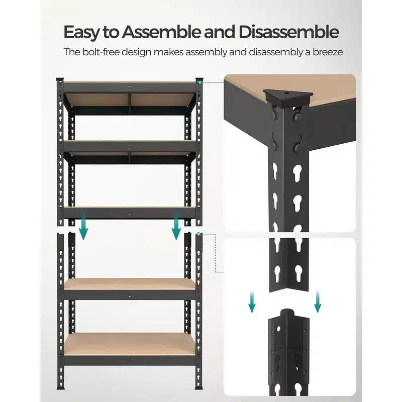 Étagères de rangement à 5 niveaux, étagère métallique robuste, capacité de 80 kg, pour salon, bureau, garage