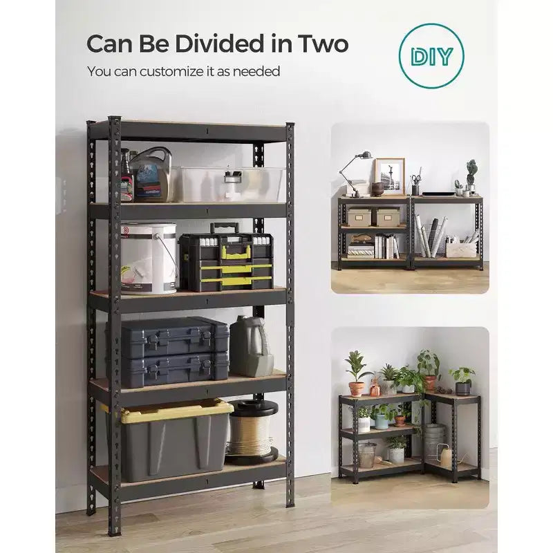 Étagères de rangement à 5 niveaux, étagère métallique robuste, capacité de 80 kg, pour salon, bureau, garage