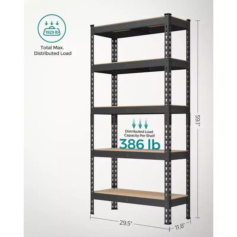 Étagères de rangement à 5 niveaux, étagère métallique robuste, capacité de 80 kg, pour salon, bureau, garage