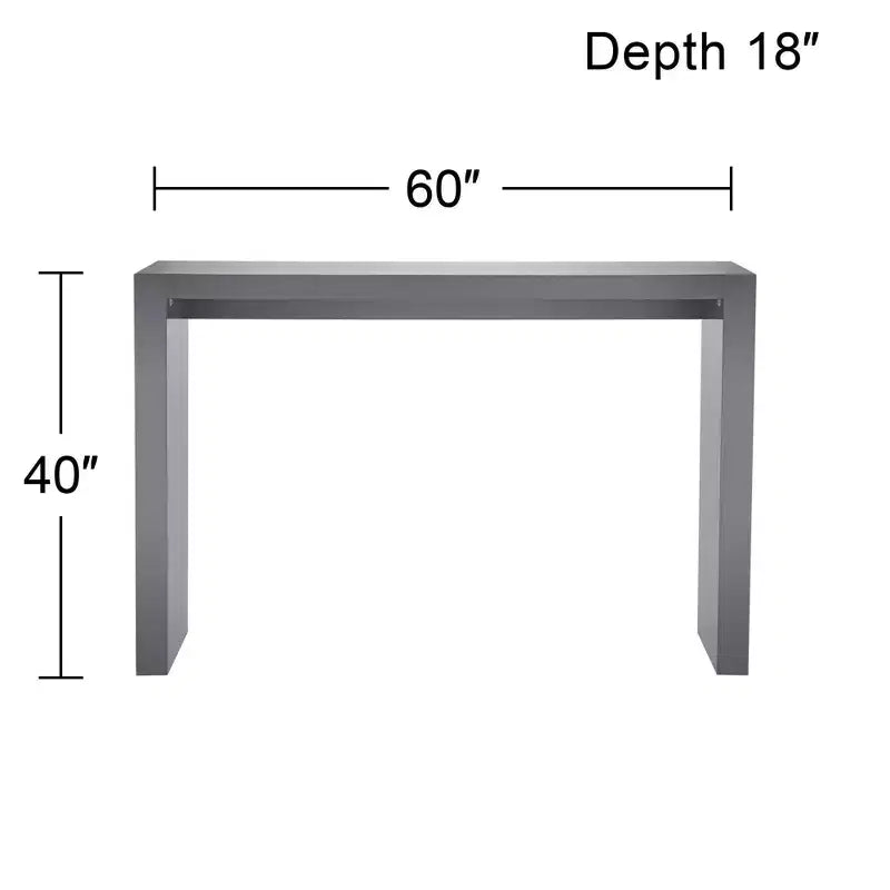 Table de bar minimaliste moderne en bois 152x46cm Gris brillant, Structure métallique, pour la maison et le bureau