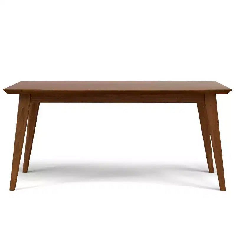 Table de salle à manger rectangulaire du milieu du siècle, cadre en bois d'hévéa, 6 places, marron, 167,6 cm (L) x 101,6 cm (P)