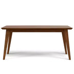 Table de salle à manger rectangulaire du milieu du siècle, cadre en bois d'hévéa, 6 places, marron, 167,6 cm (L) x 101,6 cm (P)