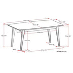 Table de salle à manger rectangulaire du milieu du siècle, cadre en bois d'hévéa, 6 places, marron, 167,6 cm (L) x 101,6 cm (P)