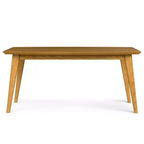 Table de salle à manger rectangulaire du milieu du siècle, cadre en bois d'hévéa, 6 places, marron, 167,6 cm (L) x 101,6 cm (P)