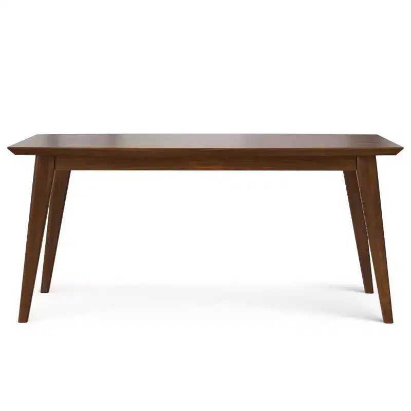 Table de salle à manger rectangulaire du milieu du siècle, cadre en bois d'hévéa, 6 places, marron, 167,6 cm (L) x 101,6 cm (P)