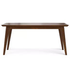 Table de salle à manger rectangulaire du milieu du siècle, cadre en bois d'hévéa, 6 places, marron, 167,6 cm (L) x 101,6 cm (P)